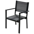Ensemble de 7 pièces de salle à manger d'extérieur en acier, ensemble de meubles de patio toutes saisons avec table rectangulaire et 6 chaises de salle à manger
