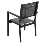Ensemble de 7 pièces de salle à manger d'extérieur en acier, ensemble de meubles de patio toutes saisons avec table rectangulaire et 6 chaises de salle à manger