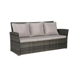 Ensemble de canapé sectionnel 7 pièces en rotin synthétique pour extérieur, ensemble de mobilier de conversation pour patio avec table basse et 2 poufs