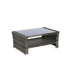 Ensemble de canapé sectionnel 7 pièces en rotin synthétique pour extérieur, ensemble de mobilier de conversation pour patio avec table basse et 2 poufs