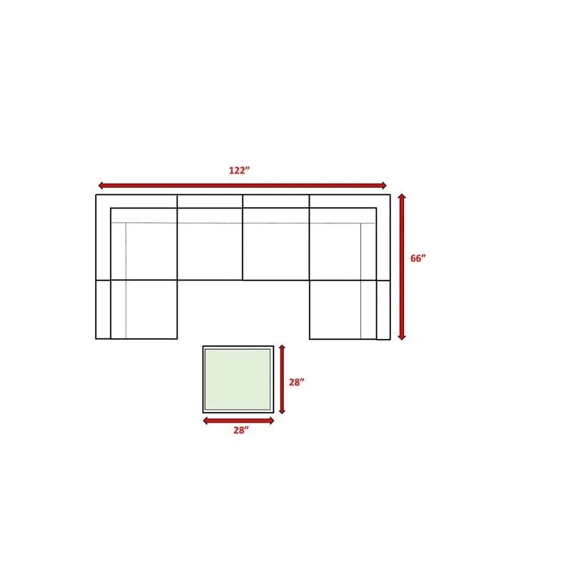 Ensemble de 7 canapés modulaires d'extérieur, ensemble de conversation en rotin PE tressé pour patio avec fauteuil et table à plateau en verre