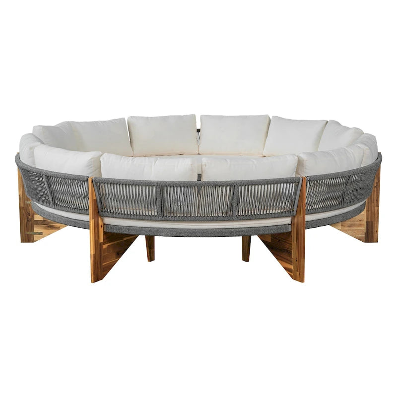 Canapé d'angle extérieur 12 places avec coussins imperméables