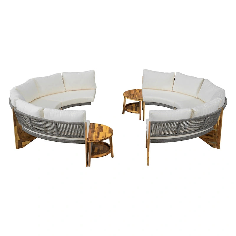 Canapé d'angle extérieur 12 places avec coussins imperméables
