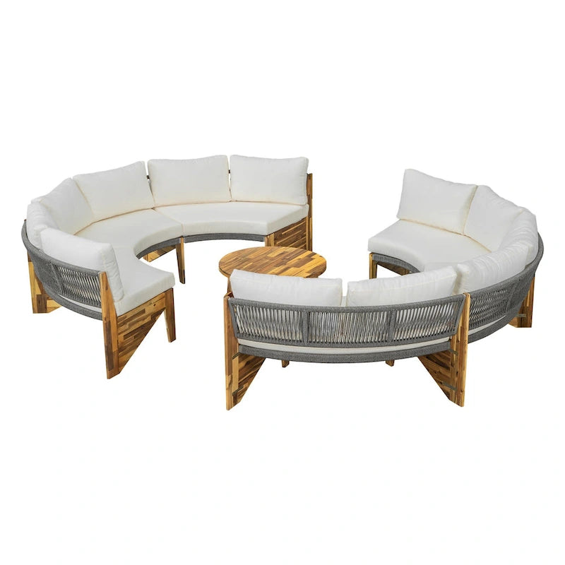 Canapé d'angle extérieur 12 places avec coussins imperméables