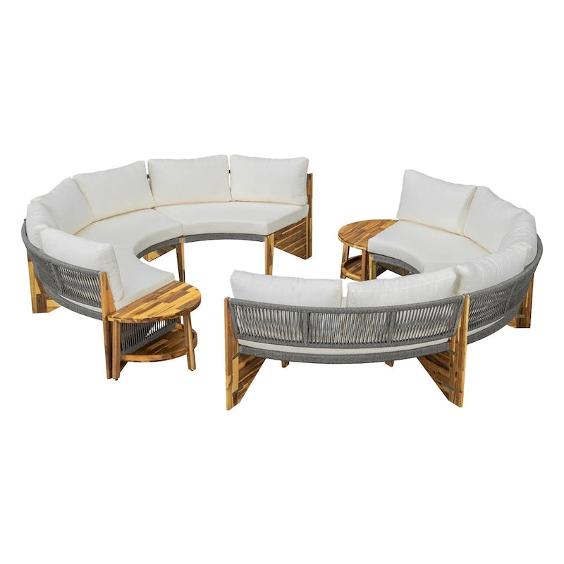Canapé d'angle extérieur 12 places avec coussins imperméables