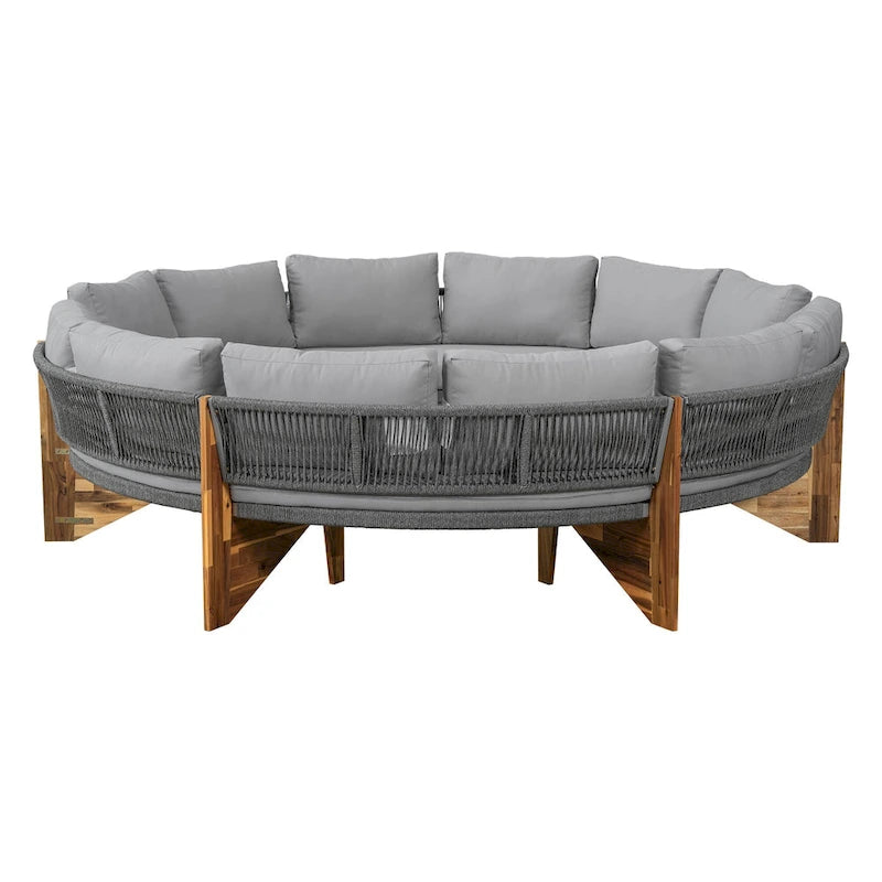 Canapé d'angle extérieur 12 places avec coussins imperméables