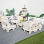 Ensemble de canapés de patio en aluminium avec coussins rembourrés en éponge et table basse
