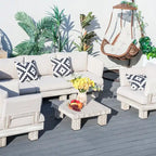 Ensemble de canapés de patio en aluminium avec coussins rembourrés en éponge et table basse