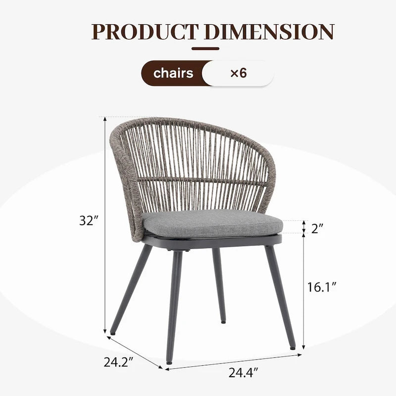 Chaises et table extensible pour salle à manger d'extérieur