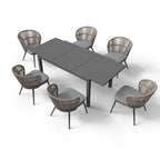 Chaises et table extensible pour salle à manger d'extérieur