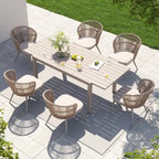 Chaises et table extensible pour salle à manger d'extérieur