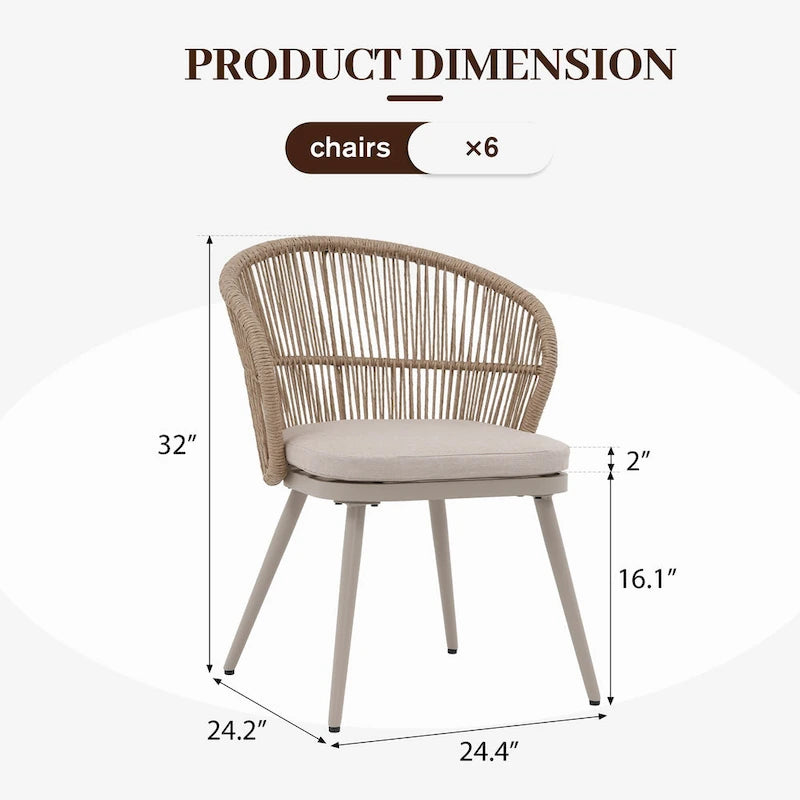 Chaises et table extensible pour salle à manger d'extérieur