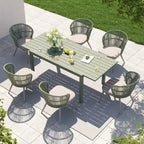 Chaises et table extensible pour salle à manger d'extérieur