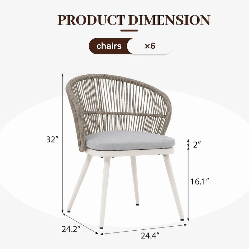 Chaises et table extensible pour salle à manger d'extérieur