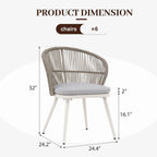 Chaises et table extensible pour salle à manger d'extérieur