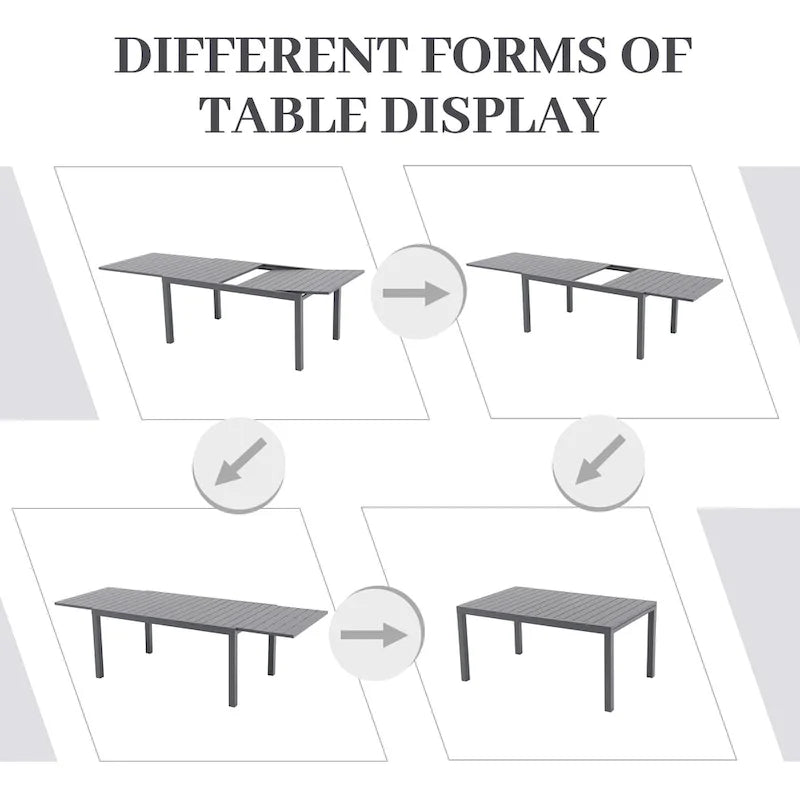 Chaises et table extensible pour salle à manger d'extérieur