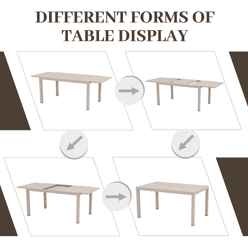 Chaises et table extensible pour salle à manger d'extérieur