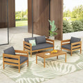 Christopher Knight Home- Ensemble de conversation extérieur Jackson en bois d'acacia courbé, 4 pièces