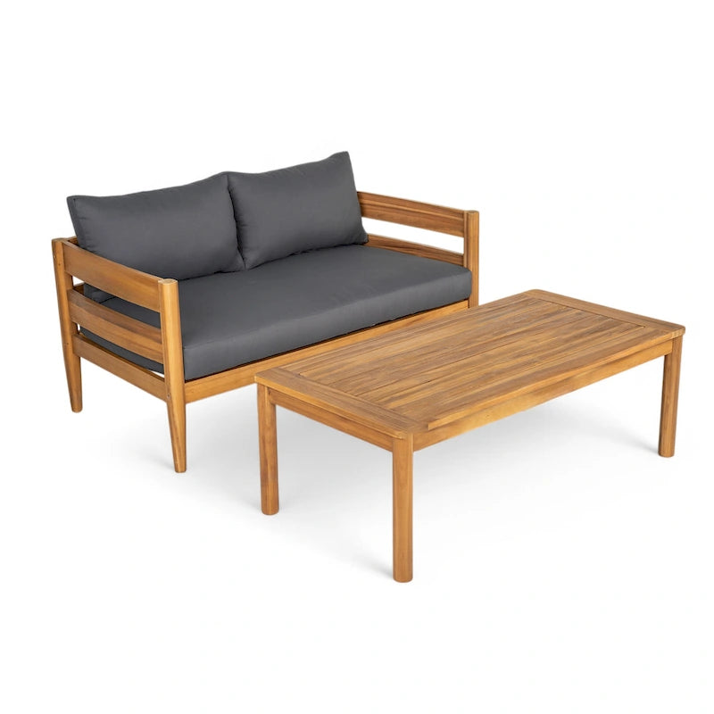 Christopher Knight Home- Ensemble de conversation extérieur Jackson en bois d'acacia courbé, 4 pièces