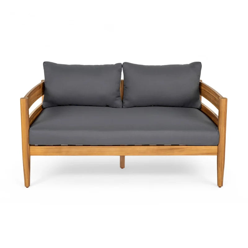 Christopher Knight Home- Ensemble de conversation extérieur Jackson en bois d'acacia courbé, 4 pièces