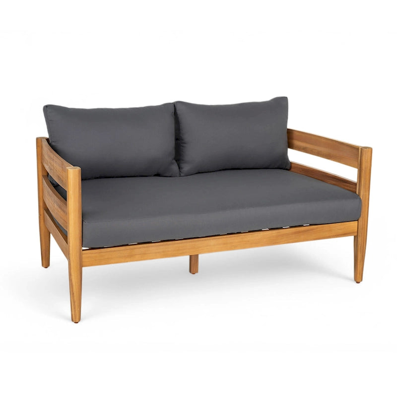 Christopher Knight Home- Ensemble de conversation extérieur Jackson en bois d'acacia courbé, 4 pièces