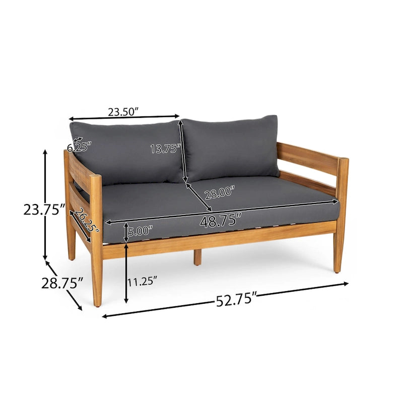 Christopher Knight Home- Ensemble de conversation extérieur Jackson en bois d'acacia courbé, 4 pièces