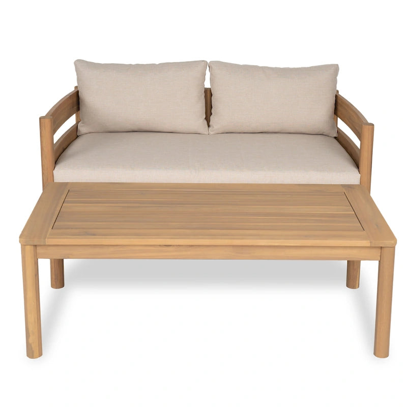 Christopher Knight Home- Ensemble de conversation extérieur Jackson en bois d'acacia courbé, 4 pièces