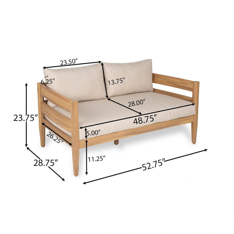 Christopher Knight Home- Ensemble de conversation extérieur Jackson en bois d'acacia courbé, 4 pièces