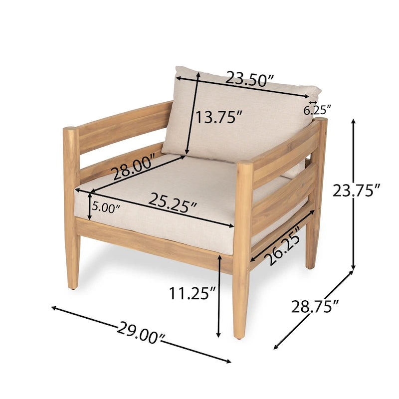 Christopher Knight Home- Ensemble de conversation extérieur Jackson en bois d'acacia courbé, 4 pièces