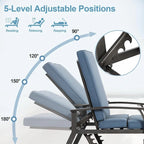 Chaises longues inclinables d'extérieur en aluminium de 3 pièces (ensemble de 2) avec table et coussins