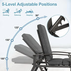 Chaises longues inclinables d'extérieur en aluminium de 3 pièces (ensemble de 2) avec table et coussins