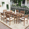 Ensemble de 7 tables et chaises d'extérieur en bois d'acacia pour patio