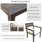 Ensemble de 7 tables et chaises d'extérieur en bois d'acacia pour patio