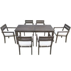 Ensemble de 7 tables et chaises d'extérieur en bois d'acacia pour patio
