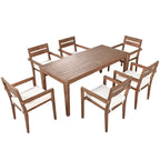 Ensemble de 7 tables et chaises d'extérieur en bois d'acacia pour patio