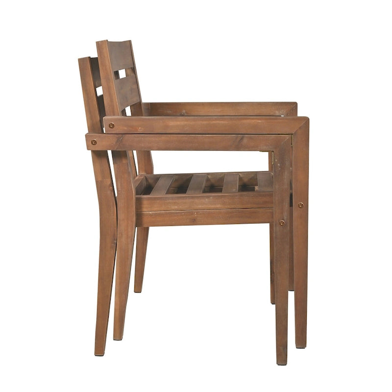 Ensemble de 7 tables et chaises d'extérieur en bois d'acacia pour patio