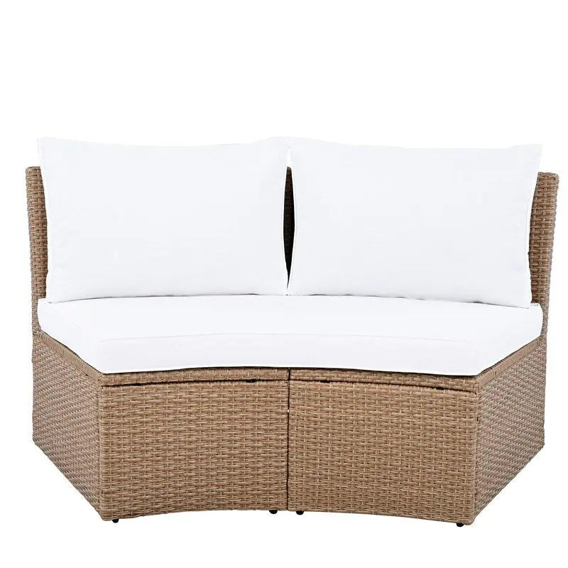 Ensemble de canapés modulaires d'extérieur semi-circulaires 10 pièces en rotin PE, personnalisable, pour conversations de jardin.