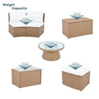 Ensemble de canapés modulaires d'extérieur semi-circulaires 10 pièces en rotin PE, personnalisable, pour conversations de jardin.