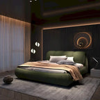 King Size Luxury Upholstered Platform Bed with Oversized Padded Backrest and Solid Wood Frame