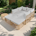 Ensemble de canapé d'angle modulable 7 pièces en osier pour l'extérieur avec table basse, combinaison libre