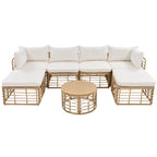 Ensemble de canapé d'angle modulable 7 pièces en osier pour l'extérieur avec table basse, combinaison libre