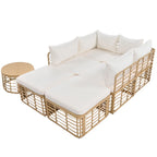 Ensemble de canapé d'angle modulable 7 pièces en osier pour l'extérieur avec table basse, combinaison libre