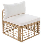 Ensemble de canapé d'angle modulable 7 pièces en osier pour l'extérieur avec table basse, combinaison libre