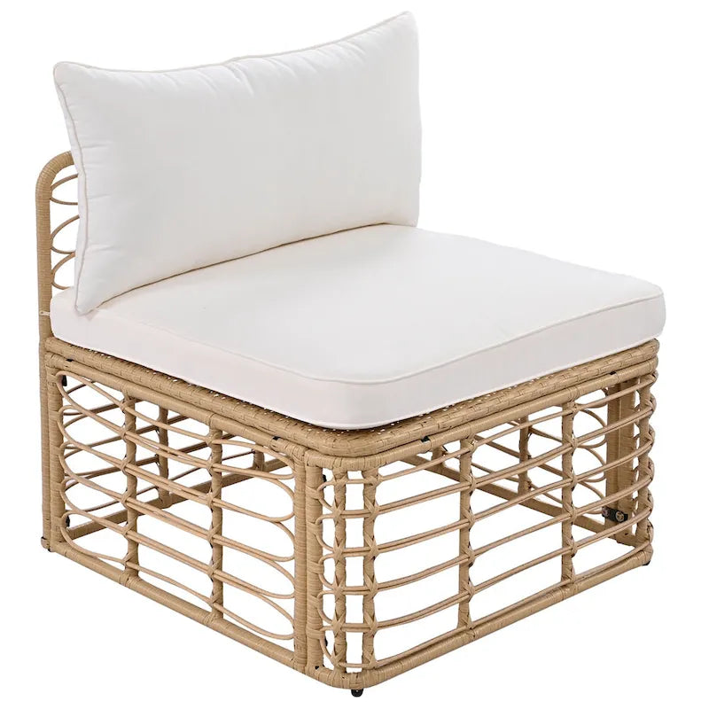 Ensemble de canapé d'angle modulable 7 pièces en osier pour l'extérieur avec table basse, combinaison libre