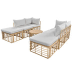 Ensemble de canapé d'angle modulable 7 pièces en osier pour l'extérieur avec table basse, combinaison libre
