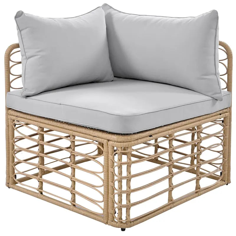 Ensemble de canapé d'angle modulable 7 pièces en osier pour l'extérieur avec table basse, combinaison libre