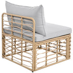 Ensemble de canapé d'angle modulable 7 pièces en osier pour l'extérieur avec table basse, combinaison libre
