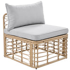 Ensemble de canapé d'angle modulable 7 pièces en osier pour l'extérieur avec table basse, combinaison libre