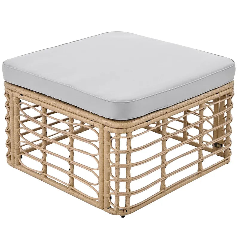 Ensemble de canapé d'angle modulable 7 pièces en osier pour l'extérieur avec table basse, combinaison libre
