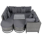 Ensemble de canapé d'extérieur modulaire 7 pièces en rotin avec table basse, combinaison libre